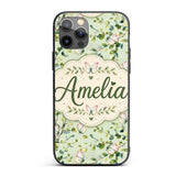 Elegant Watercolor Butterflies and Green Leaves Custom Name Protective Phone Case Mobile Cover Durable Everyday Smartphone Shock Resistant
