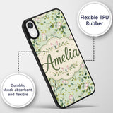 Elegant Watercolor Butterflies and Green Leaves Custom Name Protective Phone Case Mobile Cover Durable Everyday Smartphone Shock Resistant