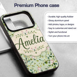 Elegant Watercolor Butterflies and Green Leaves Custom Name Protective Phone Case Mobile Cover Durable Everyday Smartphone Shock Resistant