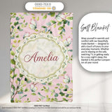 Elegant Watercolor Butterflies and Green Leaves on Muted Seamless  Personalised Custom Name Super Soft Fleece Blanket Bed Sofa Throw