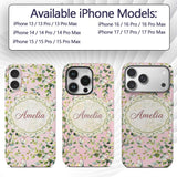 Elegant Watercolor Butterflies and Green Leaves Custom Name Protective Phone Case Mobile Cover Durable Everyday Smartphone Shock Resistant