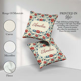 Custom Name Oriental Inspired Floral Cream Background Decorative Square Filled Cushion Throw Pillow Sofa Bed Home Decor Zip Washable UK Made