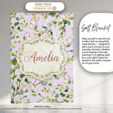 Elegant Watercolor Butterflies and Green Leaves on Dusty Pink  Personalised Custom Name Super Soft Fleece Blanket Bed Sofa Throw