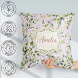 Custom Name Elegant Butterflies and Green Leaves on Dusty Pink Square Filled Cushion Throw Pillow Sofa Bed Home Decor Zip Washable UK Made
