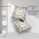 Custom Name Elegant Butterflies and Green Leaves on Dusty Pink Square Filled Cushion Throw Pillow Sofa Bed Home Decor Zip Washable UK Made