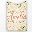 Elegant Watercolor Butterflies and Leaves on Neutral Beige Seamless  Personalised Custom Name Super Soft Fleece Blanket Bed Sofa Throw