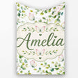 Watercolor Butterflies and Green Leaves on Soft Grey Seamless  Personalised Custom Name Super Soft Fleece Blanket Bed Sofa Throw
