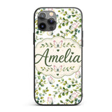 Watercolor Butterflies and Green Leaves on Soft Custom Name Protective Phone Case Mobile Cover Durable Everyday Smartphone Shock Resistant
