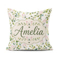 Custom Name Watercolor Butterflies and Green Leaves on Soft Grey Square Filled Cushion Throw Pillow Sofa Bed Home Decor Zip Washable UK Made