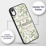 Watercolor Butterflies and Green Leaves on Soft Custom Name Protective Phone Case Mobile Cover Durable Everyday Smartphone Shock Resistant