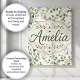 Personalised Name Watercolor Butterflies Custom  Unique Gift Idea Elegant Feature Canvas Wall Art Print Decor Picture Ready to Hang