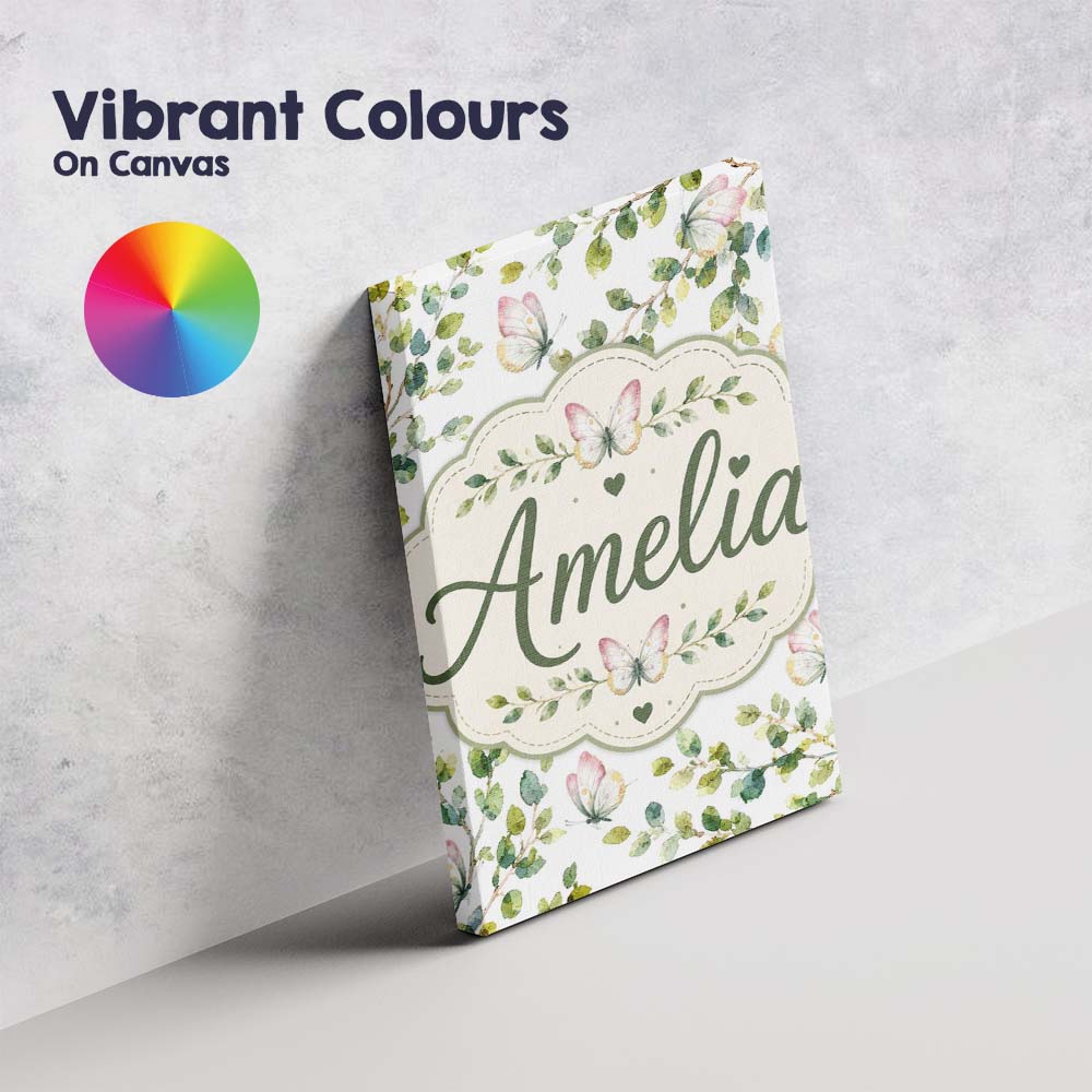 Personalised Name Watercolor Butterflies Custom  Unique Gift Idea Elegant Feature Canvas Wall Art Print Decor Picture Ready to Hang