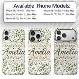 Watercolor Butterflies and Green Leaves on Soft Custom Name Protective Phone Case Mobile Cover Durable Everyday Smartphone Shock Resistant