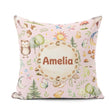 Custom Name Woodland Deer Owl Mushrooms and Stars on Blush Pink Square Filled Cushion Throw Pillow Sofa Bed Home Decor Zip Washable UK Made