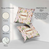 Custom Name Woodland Deer Owl Mushrooms and Stars on Blush Pink Square Filled Cushion Throw Pillow Sofa Bed Home Decor Zip Washable UK Made
