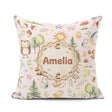 Custom Name Woodland Deer Owl Mushrooms and on Soft Pink Pattern Square Filled Cushion Throw Pillow Sofa Bed Home Decor Zip Washable UK Made