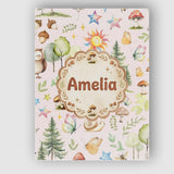 Personalised Name Woodland Deer Owl Mushrooms Custom Unique Gift Idea Modern Room Accent Canvas Wall Art Print Decor Picture Ready to Hang