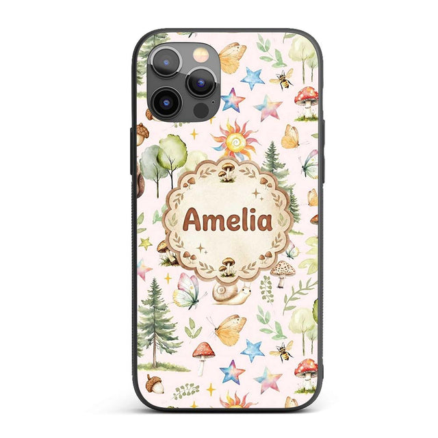 Woodland Deer Owl Mushrooms and Stars on Soft Custom Name Protective Phone Case Mobile Cover Durable Everyday Smartphone Shock Resistant
