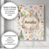 Personalised Name Woodland Deer Owl Mushrooms Custom Unique Gift Idea Modern Room Accent Canvas Wall Art Print Decor Picture Ready to Hang
