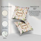 Custom Name Woodland Deer Owl Mushrooms and on Soft Pink Pattern Square Filled Cushion Throw Pillow Sofa Bed Home Decor Zip Washable UK Made