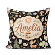 Custom Name Cute Woodland Deer Owl and Stars on Black Background Square Filled Cushion Throw Pillow Sofa Bed Home Decor Zip Washable UK Made