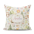 Custom Name Woodland Deer Owl Mushrooms and Stars on Light Beige Square Filled Cushion Throw Pillow Sofa Bed Home Decor Zip Washable UK Made