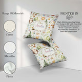 Custom Name Woodland Deer Owl Mushrooms and Stars on Light Beige Square Filled Cushion Throw Pillow Sofa Bed Home Decor Zip Washable UK Made