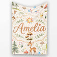 Woodland Deer Owl Mushrooms and Stars on Warm Neutral Seamless  Personalised Custom Name Super Soft Fleece Blanket Bed Sofa Throw