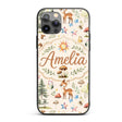 Woodland Deer Owl Mushrooms and Stars on Warm Custom Name Protective Phone Case Mobile Cover Durable Everyday Smartphone Shock Resistant