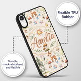 Woodland Deer Owl Mushrooms and Stars on Warm Custom Name Protective Phone Case Mobile Cover Durable Everyday Smartphone Shock Resistant