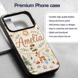 Woodland Deer Owl Mushrooms and Stars on Warm Custom Name Protective Phone Case Mobile Cover Durable Everyday Smartphone Shock Resistant