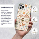 Woodland Deer Owl Mushrooms and Stars on Warm Custom Name Protective Phone Case Mobile Cover Durable Everyday Smartphone Shock Resistant