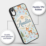 Woodland Deer Owl Mushrooms and Stars on Light Custom Name Protective Phone Case Mobile Cover Durable Everyday Smartphone Shock Resistant