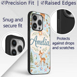 Woodland Deer Owl Mushrooms and Stars on Light Custom Name Protective Phone Case Mobile Cover Durable Everyday Smartphone Shock Resistant