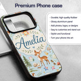 Woodland Deer Owl Mushrooms and Stars on Light Custom Name Protective Phone Case Mobile Cover Durable Everyday Smartphone Shock Resistant