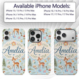 Woodland Deer Owl Mushrooms and Stars on Light Custom Name Protective Phone Case Mobile Cover Durable Everyday Smartphone Shock Resistant