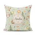 Custom Name Woodland Deer Mushrooms Stars on Sage Green Seamless Square Filled Cushion Throw Pillow Sofa Bed Home Decor Zip Washable UK Made