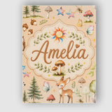 Personalised Name Woodland Deer Owl Mushrooms Custom Unique Gift Idea Modern Room Accent Canvas Wall Art Print Decor Picture Ready to Hang