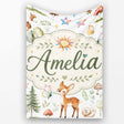 Woodland Deer Owl Mushrooms Stars on Light Grey Seamless Pattern  Personalised Custom Name Super Soft Fleece Blanket Bed Sofa Throw