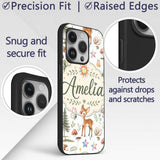 Woodland Deer Owl Mushrooms Stars on Light Grey Custom Name Protective Phone Case Mobile Cover Durable Everyday Smartphone Shock Resistant