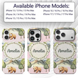 Forest Bear Trees Mountains Clouds on Blush Pink Custom Name Protective Phone Case Mobile Cover Durable Everyday Smartphone Shock Resistant