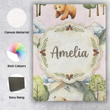 Personalised Name Forest Bear Trees Mountains Custom Unique Gift Idea Modern Room Accent Canvas Wall Art Print Decor Picture Ready to Hang