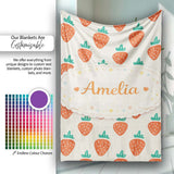 Cute Strawberry Minimal Fruit Seamless Pattern Beautiful Coffee Cup  Personalised Custom Name Super Soft Fleece Blanket Bed Sofa Throw
