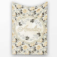 Elegant Peach and Dark Leaf Floral Seamless Pattern Vintage Lovely  Personalised Custom Name Super Soft Fleece Blanket Bed Sofa Throw