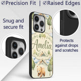 Cute Forest Bear Trees Mountains Clouds on Cream Custom Name Protective Phone Case Mobile Cover Durable Everyday Smartphone Shock Resistant