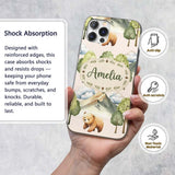 Forest Bear Trees Mountains Clouds on Warm Beige Custom Name Protective Phone Case Mobile Cover Durable Everyday Smartphone Shock Resistant