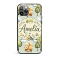 Forest Bear Trees Mountains Clouds on Sage Green Custom Name Protective Phone Case Mobile Cover Durable Everyday Smartphone Shock Resistant