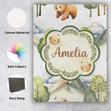 Personalised Name Forest Bear Trees Mountains Custom Unique Gift Idea Modern Room Accent Canvas Wall Art Print Decor Picture Ready to Hang