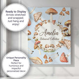 Personalised Name Watercolor Mushrooms Custom  Modern Room Accent Elegant Feature Canvas Wall Art Print Decor Picture Ready to Hang
