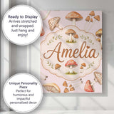 Personalised Name Watercolor Mushrooms Custom  Modern Room Accent Elegant Feature Canvas Wall Art Print Decor Picture Ready to Hang